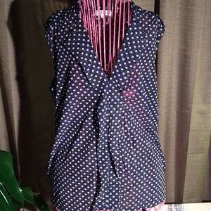 Eden & Olivia Blue Polka Dot Sleeveless Blouse